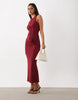 Button Down Structured Maxi Dress In Wine