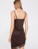 Tezenis Asymmetric Satin And Lace Slip Dress In Chocolate