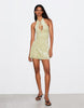 Bershka Flocked Tulle Halter Dress In Green