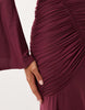 Slinky Square Neck Maxi Dress With Ruched Bodice In Berry