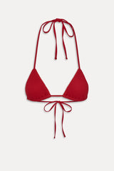 Nick Triangle Halter Bikini Top - Strawberry Red