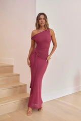 Hear The Stars Off Shoulder Maxi Dress Plum