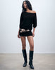 Stradivarius Short Knit Boat Neck Dress In Black