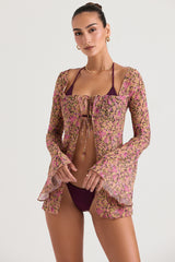 olive floral cover up