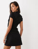 Mandarin Collar Mini Dress In Black