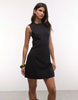 Monki Cinched Waist Sleeveless Mini Dress In Black
