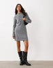 Aware High Neck Long Sleeve Knitted Mini Dress In Medium Grey Melange