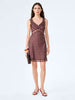 Omnes Dresses Allie Mini Satin Dress With Starburst Print In Brown