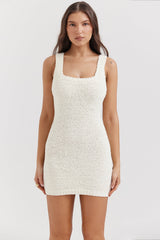 cream chenille knit mini dress