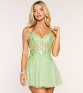 Willa Sequin Lace-Up A-Line Mini Dress