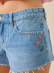 Isla Sea Embroidered Denim Short