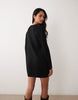 Miss Selfridge Knit Rib Cosy Mini Dress In Black