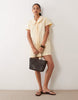Miss Selfridge Collared Poplin Mini Dress With Tie Detail In Buttermilk