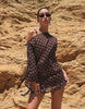 Simmi London Polka Dot Beach Chiffon Mini Dress In Brown