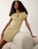 Miss Selfridge Pointelle Keyhole Mini Dress In Olive