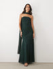 Lace & Beads Tulle Strapless Ruched Scarf Detail Maxi Dress In Emerald
