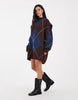 Muse Assembly Knitted Lucie Mini Dress In Brown Blue Check