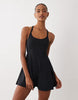 4505 Active Cross Back Tennis Dress With Inner Bra And Shorts In Black