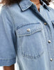 Only Short Sleeve Denim Dress In Light Wash Blue