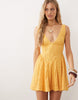 Free People V Neck Corset Style Mini Dress In Yellow