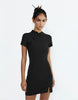 Pull&Bear Short Knotted Button Dress In Black