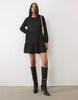 New Look Crinkle Long Sleeve Mini Dress In Black