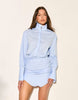 Noughts & Kisses Cotton Rich Button Up Asymmetric Hem Deep Cuff Mini Shirt Dress In Blue Pinstripe