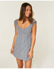 Hollister Tall Cap Sleeve Button Mini Dress In Navy Plaid
