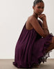 Yas Halter Neck Plisse Chiffon Ruffle Mini Dress In Deep Plum