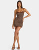 Oh Polly Modal Lace Trim Peekaboo Cami Mini Dress In Leopard