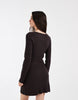 Vero Moda Long Sleeve Boat Neck Knitted Mini Dress In Chocolate Brown