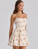 House Of Cb Dolly Ivory Vintage Rose Print Cotton Flared Mini Sundress In Ivory Vintage Rose Print