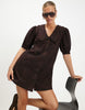 River Island Denim Leopard Print Shirt Dress In Brown