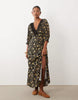 Miss Selfridge Petite Spun Maxi Tea Dress With Lace Trim In Dark Floral