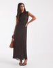 & Other Stories Mesh Midi Dress With Drape Detail In Dark Brown