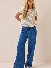 Cressida Stripe Rib Raglan Top