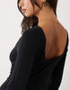 Cotton Rib Scoop Back Mini Dress In Black