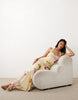 Floral Printed Sweetheart Neck Mesh Fishtail Maxi Dress In Buttermilk