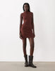 Cotton Rib Mini Dress In Chocolate