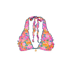 Lettuce Edge Halter Bikini Top - Summer Glow
