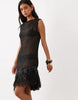 Tassel Hem Mini Dress In Black
