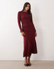 Nobody'S Child Tallulah Boat Neck Chiffon Hem Midi Dress In Burgundy