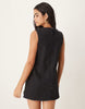 Denim Seamed Shift Dress In Washed Black