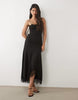 Slip Cami Maxi Dress With Lace Insert In Black