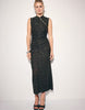 Stradivarius Sleeveless Midi Dress With Stand Collar In Khaki