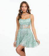 Larissa Glitter Lace Up A-Line Dress