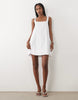 Mango Cotton Rich Scoop Neck Mini Dress In White