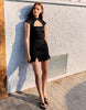 Bershka Mini Sateen Jacquard Dress In Black