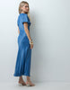 Reclaimed Vintage Satin Maxi Tea Dress With Lace Trim In Navy