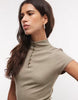 Side Ruched Maxi Dress In Khaki